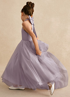 Azazie Bev Flower Girl Dresses Dusk A-Line Convertible Tulle Dress image7