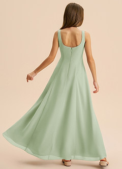Azazie Lambie Junior Dusty Sage A-Line Pleated Chiffon Dress image8