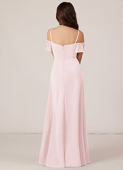 Azazie Juna Junior Robe Trapèze en Mousseline de soie Épaule décolletée Rose Pâle image2