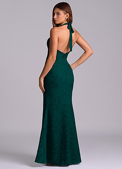 Azazie Valerie Final Sale Pine Mermaid Pleated Floral Burnout Dress image6