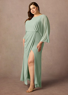 Azazie Ysabella Mother of the Bride Dresses Dusty Sage Mermaid Pleated Mesh Dress image3