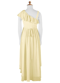 Azazie Mango Junior A-Linie Gestreift Chiffon Kleid Zitronensorbet image7