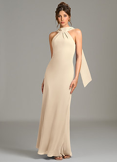 Azazie Cassiana Bridesmaid Dresses Champagne Mermaid Pleated Chiffon Dress image4