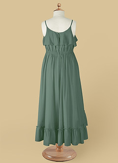 Azazie Karmen Flower Girl Dresses Eucalyptus A-Line Ruched Chiffon Dress image10