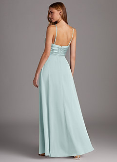 Azazie Jenna Bridesmaid Dresses Mist A-Line Pleated Stretch Satin Dress image4