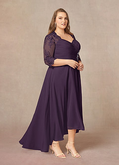 Azazie Devereaux vestidos de madre de la novia Vestido de Ciruela de Gasa de Corte En A con Encaje image8