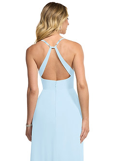 Azazie Davis Bridesmaid Dresses Sky Blue A-Line V-Neck Chiffon Dress image6