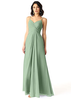 Azazie Aubrielle Final Sale Desert Rose A-Line Pleated Chiffon Dress image3