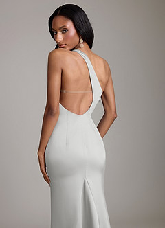 Azazie Voni Brautjungfernkleider Meerjungfrau-Linie One-Shoulder Stretch-Satin Kleid Silber image4