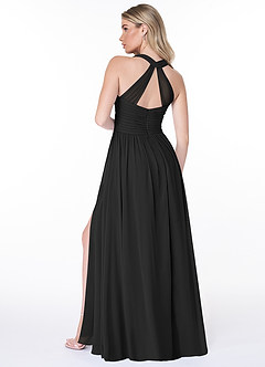 Azazie Jaclyn Bridesmaid Dresses Black A-Line Pleated Chiffon Dress image6