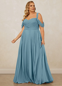 Christian Siriano Bridal for Azazie 1013 Bridesmaid Dresses Moody Blue A-Line Off the Shoulder Chiffon Dress image13