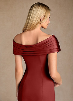 Azazie Pierce Mother of the Bride Dresses Terracotta Mermaid Pleated Stretch Crepe Dress image6