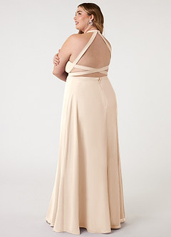 Azazie Clarice Bridesmaid Dresses White Alabaster A-Line Halter Chiffon Dress image12