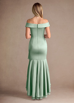Azazie Billings Mother of the Bride Dresses Agave Mermaid Off the Shoulder Stretch Satin Dress image4