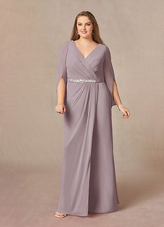Azazie Belinda Mother of the Bride Dresses Dusk A-Line V-Neck Pleated Chiffon Dress image8