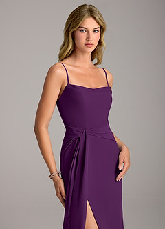 Azazie Tahlia Brautjungfernkleider A-Linie Gürtel/Schärpe Chiffon Kleid Traube image2