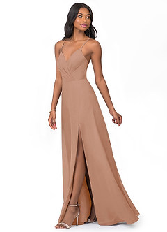 Azazie Everleigh Bridesmaid Dresses Champagne Rose A-Line Sweetheart Pleated Chiffon Dress image6