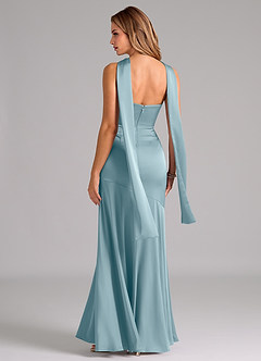 Azazie Shiloh Bridesmaid Dresses Moody Blue Mermaid Strapless Stretch Satin Convertible Dress image7