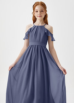 Azazie Chaya Junior Stormy A-Line Off the Shoulder Chiffon Dress image1