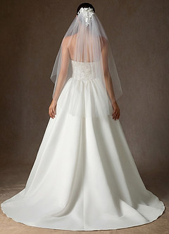 front Double Layer Lace Applique Tulle Waltz Veil
