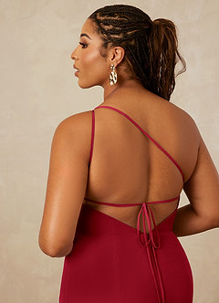 Christian Siriano Bridal for Azazie 1003 Bridesmaid Dresses Scarlet Sheath One Shoulder Chiffon Dress image16