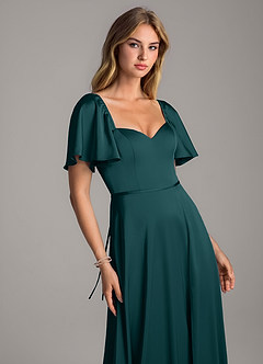 Azazie Chloe Bridesmaid Dresses Pine A-Line Sweetheart Neckline Stretch Satin Dress image6