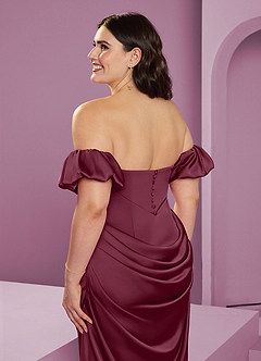 Barbie ♥ Azazie Vestidos de damas de honor Vestido de Mora de Satén Elástico de Corte Recto Convertible con Vestidos sin tirantes image17