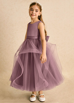 Azazie Vana Abiti da Ragazza di Fiori Abito Principessa in Tulle Fiocco Vintage Malva image5