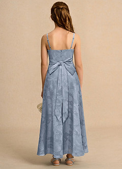 Azazie Pebbles Junior Formal 플라워 걸 드레스 A라인 주름진 플로럴 번아웃 발목 길이 드레스 image3