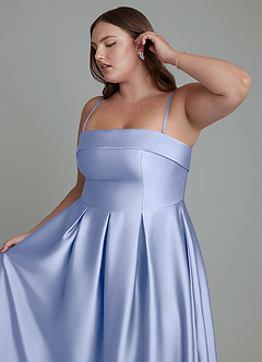 Azazie Lucienne Vestidos de damas de honor Vestido Hielo de Satén Elástico de Línea A Convertible con Palabra de honor image14