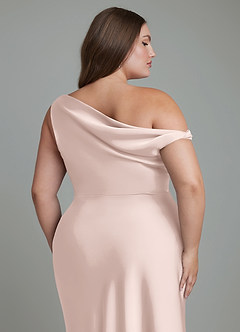Azazie Emerson Bridesmaid Dresses Blushing Pink Mermaid Off the Shoulder Stretch Satin Dress image13