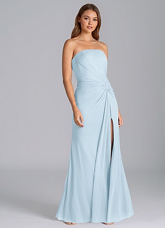 Azazie Mariya Bridesmaid Dresses Sky Blue Mermaid Strapless Mesh Dress image4