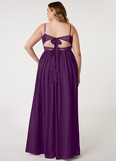 Azazie Zeya Bridesmaid Dresses Grape A-Line V-Neck Pleated Chiffon Dress image7