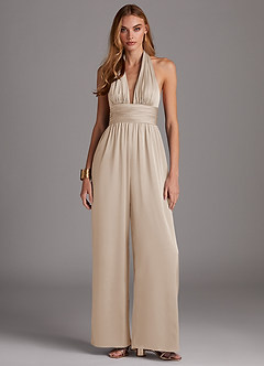 Azazie Oli Brudtärnklänningar Jumpsuit av i Stretch Satin Plisserad image3