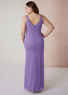 Azazie Leandra Bridesmaid Dresses Tahiti Mermaid V-Neck Pleated Mesh Dress image9
