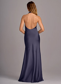 Azazie Lorena Bridesmaid Dresses Stormy Mermaid Pleated Stretch Satin Dress image2