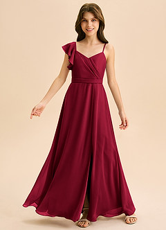 Azazie Kelsea Junior Klä av A-Line i Chiffong Rynkad image6