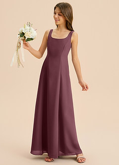 Azazie Lambie Junior Sangria A-Line Pleated Chiffon Dress image7