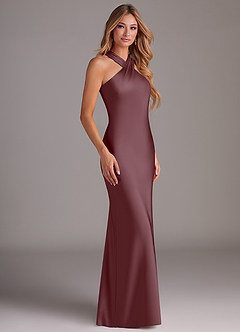 Azazie Doretta Bridesmaid Dresses Sangria Mermaid Pleated Stretch Satin Dress image3