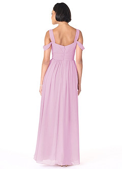 Azazie Lianne Bridesmaid Dresses Candy Pink A-Line Off the Shoulder Chiffon Dress image7
