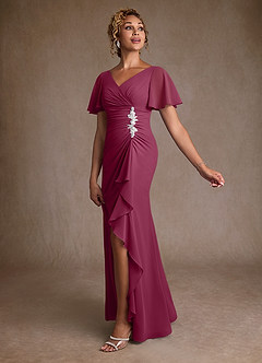 Azazie Suffolk vestidos de madre de la novia Vestido de Mora de Gasa de Corte en A con Plisado image2