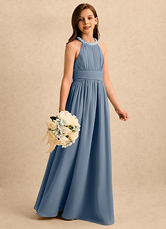 Azazie Aria Girls Formal Flower Girl Klänningar Klänning A-Line i Chiffong Plisserad image3