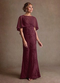Azazie Amrita Abiti per la Madre della Sposa Abito Sirena in Chiffon Pizzo Cabernet image4