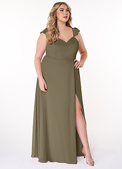 Azazie Everett Bridesmaid Dresses Willow Green A-Line V-neck Ruched Chiffon Dress image9