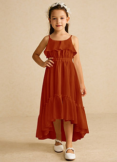 Azazie Karmen Flower Girl Dresses Paprika A-Line Ruched Chiffon Dress image5
