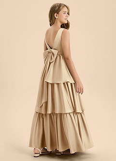 Azazie Meadowyn Junior Abito A-Line in Raso Elasticizzato Fiocco Champagne image6