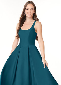 Azazie Neve Bridesmaid Dresses Ink Blue Ball-Gown with Pockets Stretch Satin Dress image5