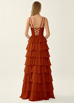Celeste Paprika Ruffled A-line Prom Dress image2