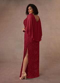 Azazie Collins Mother of the Bride Dresses Burgundy Sheath Lace Dress image9