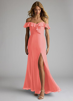 Azazie Sophie Vestidos de damas de honor Vestido de Coral de Gasa de Corte en A Convertible con Vestidos sin tirantes image1